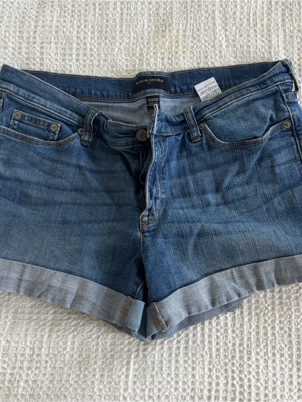 Banana Republic Light Blue Denim Shorts with Contrast Stitching